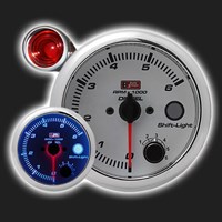 Прибор AUTO GAUGE тахометр /95 мм/ c дополнительной внешней вспышкой, белый циферблат, на подставке,